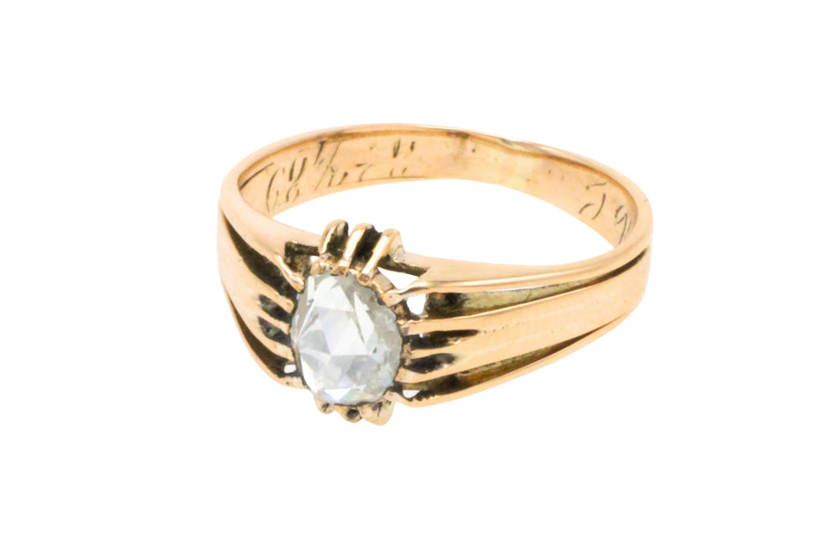Antique rose diamond Belcher style ring