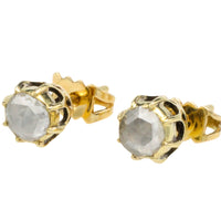 Rose diamond earrings in 14 carat gold-Earrings-The Antique Ring Shop