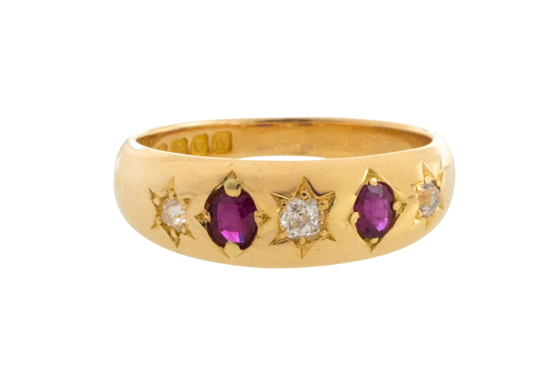 Ruby and old cut diamond gypsy ring from 1905-Antique rings-The Antique Ring Shop