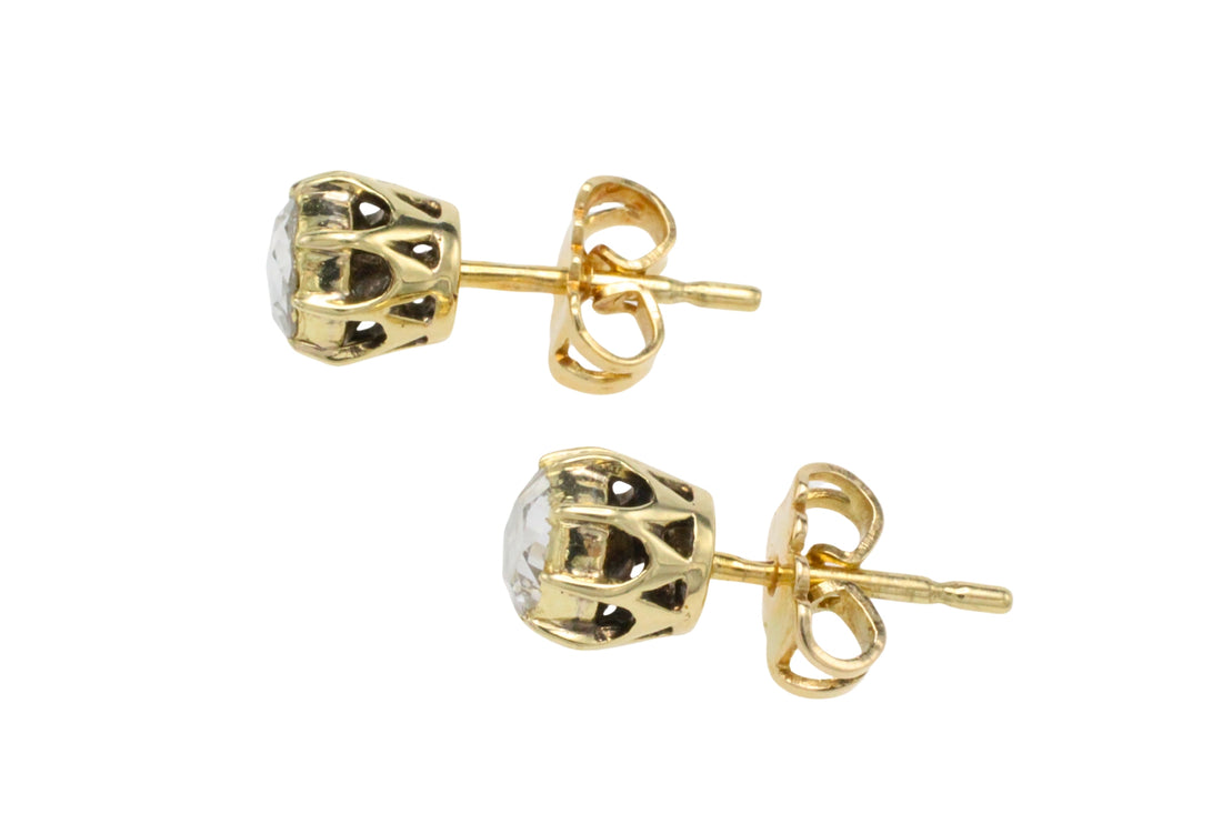 Rose diamond earrings in 14 carat gold-Earrings-The Antique Ring Shop