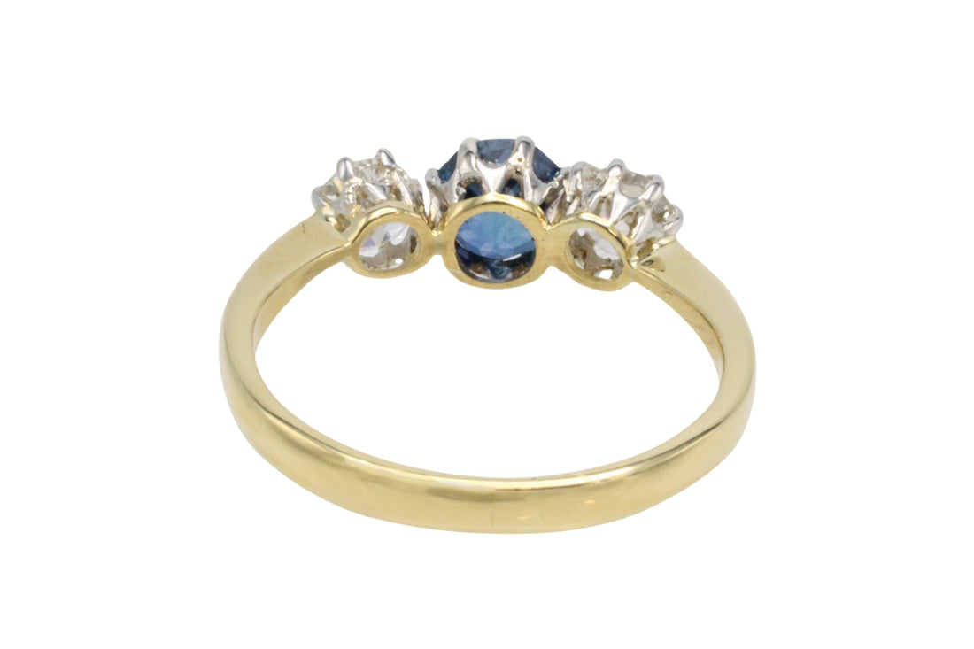 Vintage 18 carat gold sapphire and diamond ring-engagement rings-The Antique Ring Shop