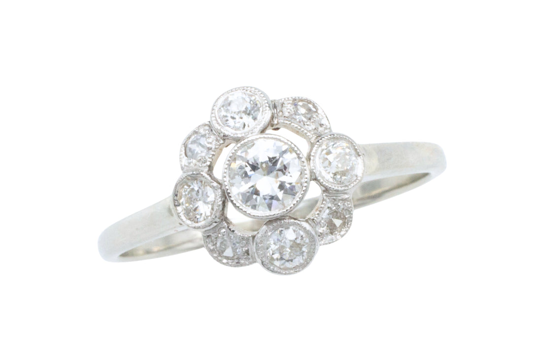 Antique five old cut diamond ring