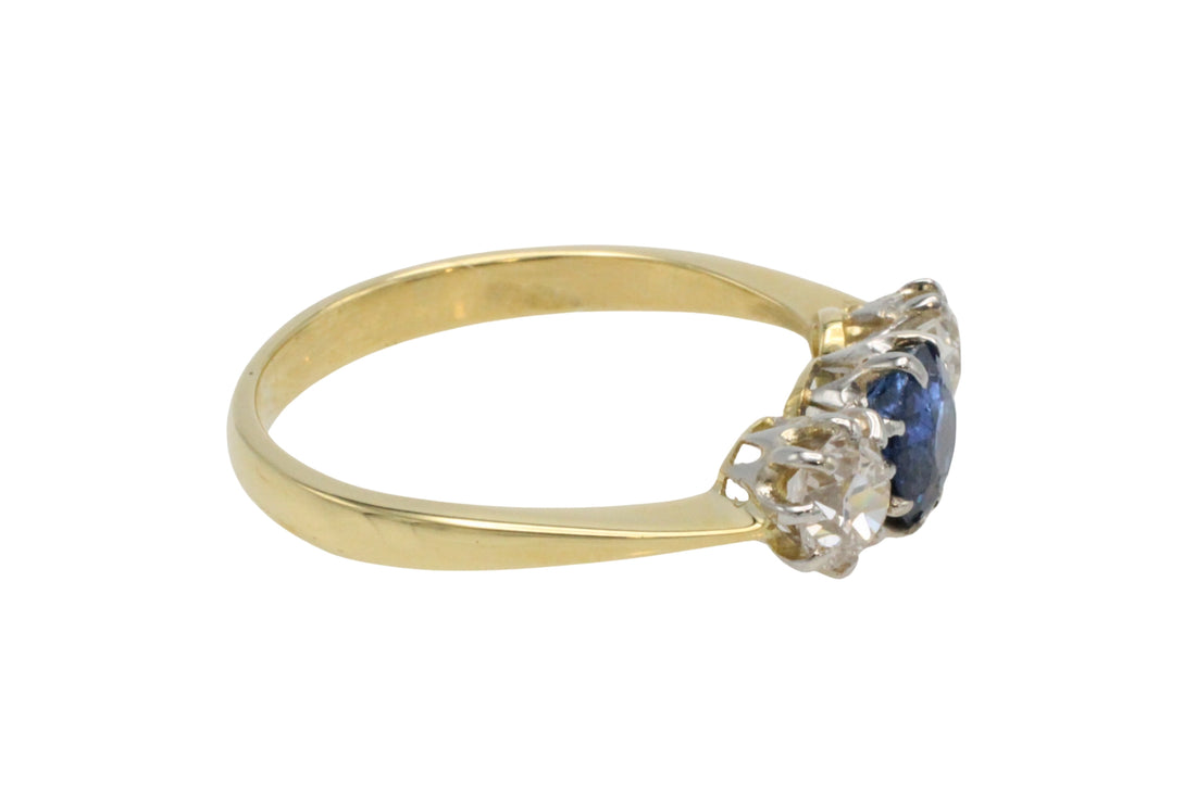 Vintage 18 carat gold sapphire and diamond ring-engagement rings-The Antique Ring Shop