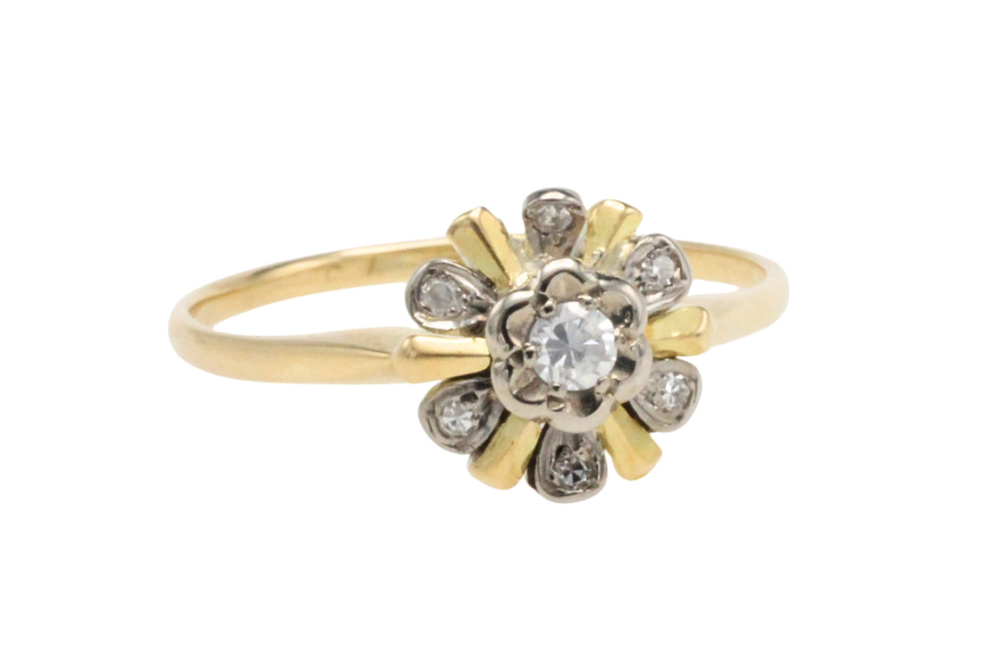 Vintage diamanten cluster ring van 18 karaat goud