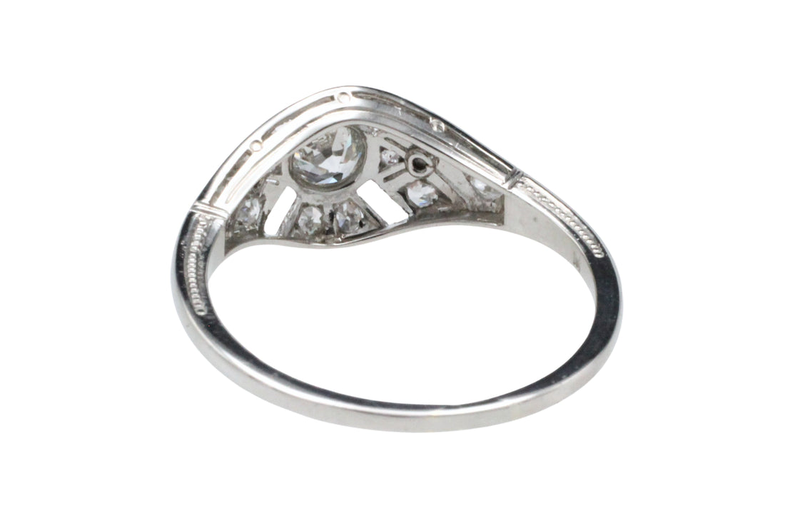 Platinum Art Deco ring with old cut diamonds