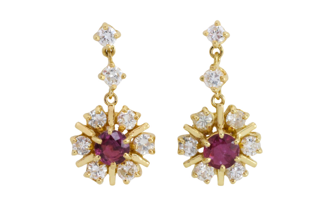 Ruby and diamond earrings
