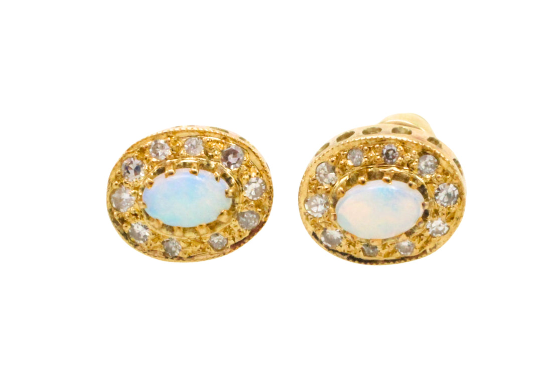 Vintage opal and diaomond studs