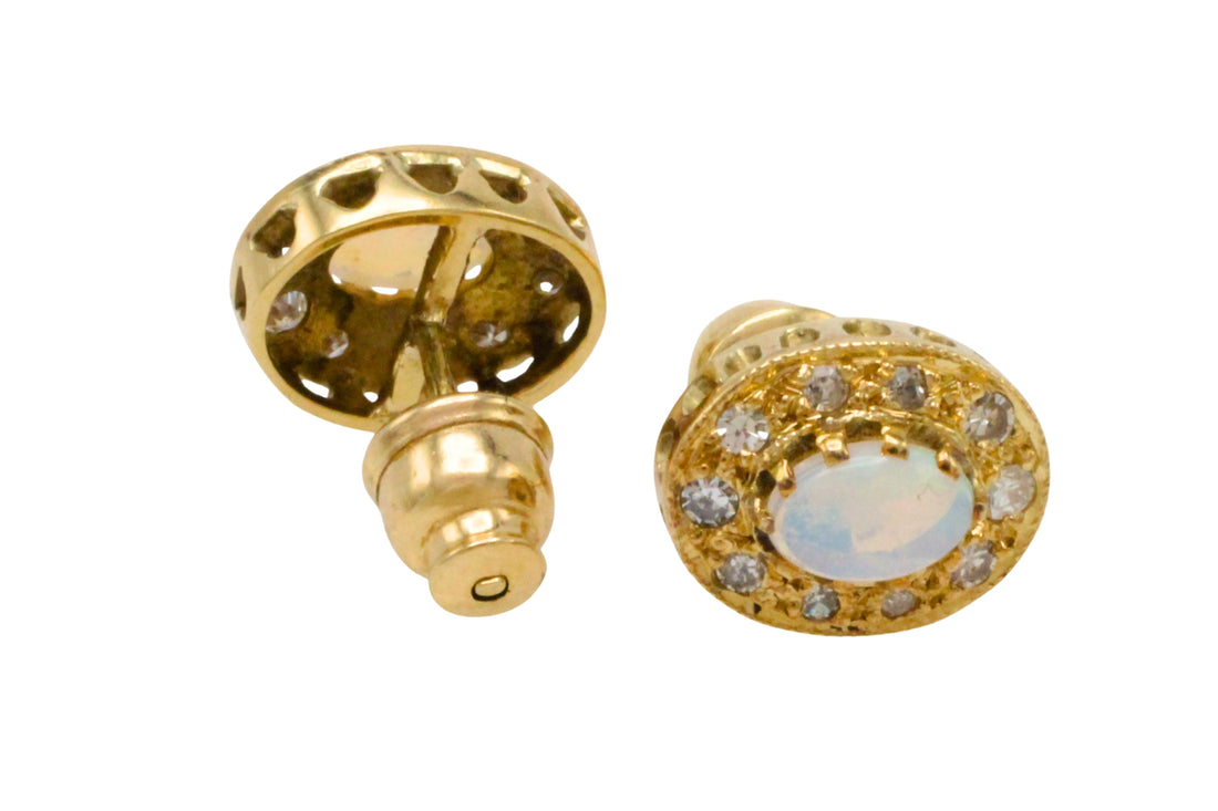 Vintage opal and diaomond studs