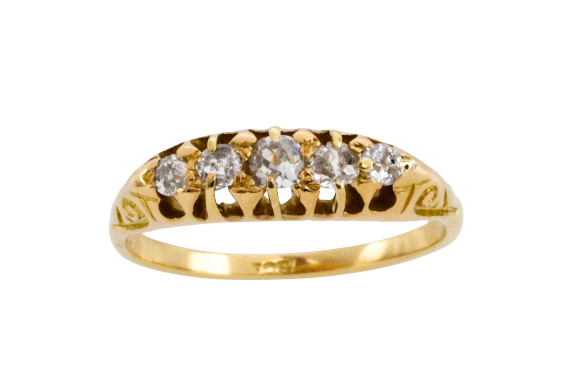 Edwardian five stone old cut diamond ring