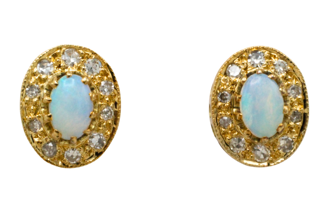 Vintage opal and diaomond studs