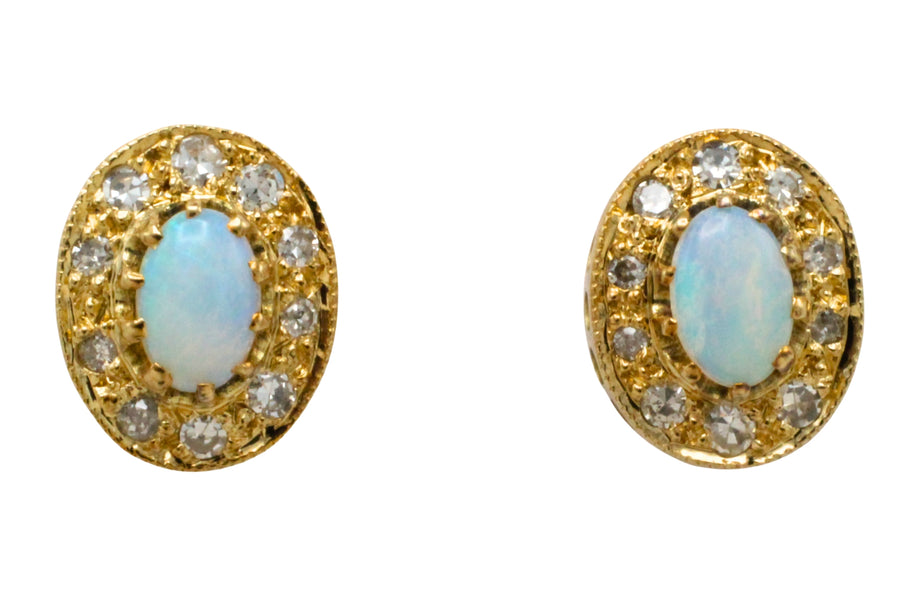 Vintage opal and diaomond studs