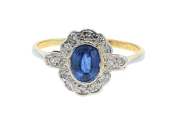 Sapphire and diamond ring in platinum and gold-Antique rings-The Antique Ring Shop