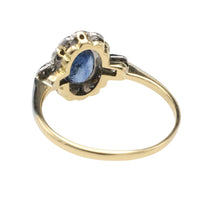 Sapphire and diamond ring in platinum and gold