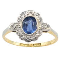 Sapphire and diamond ring in platinum and gold