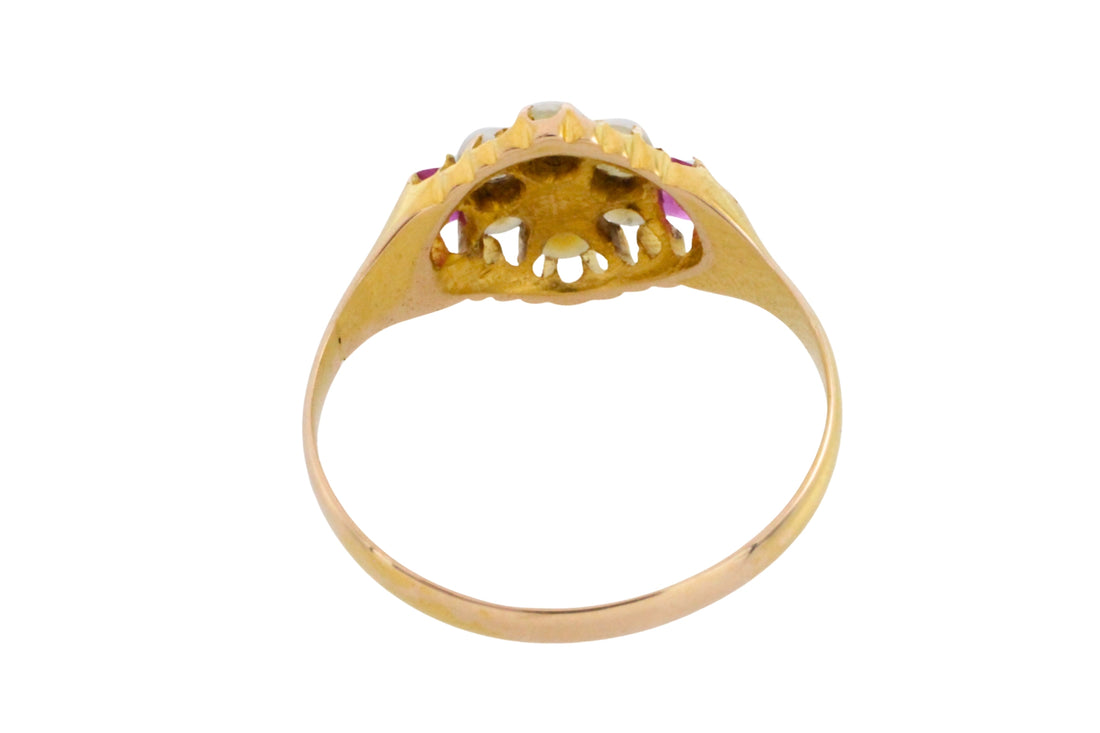 Ring met robijn en parel uit 1872