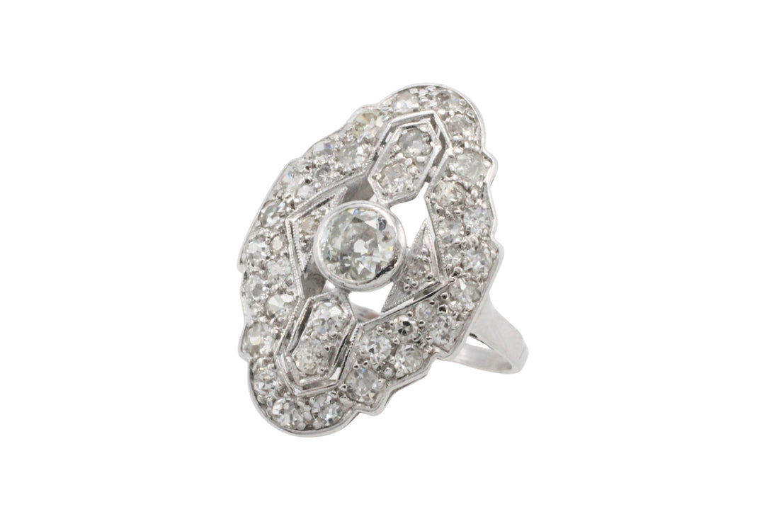 Art Deco diamond ring in white gold-The Antique Ring Shop
