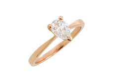 Pear cut diamond solitaire ring in 18 carat gold-engagement rings-The Antique Ring Shop