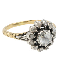 Rose diamond ring in silver and gold-Vintage Rings-The Antique Ring Shop