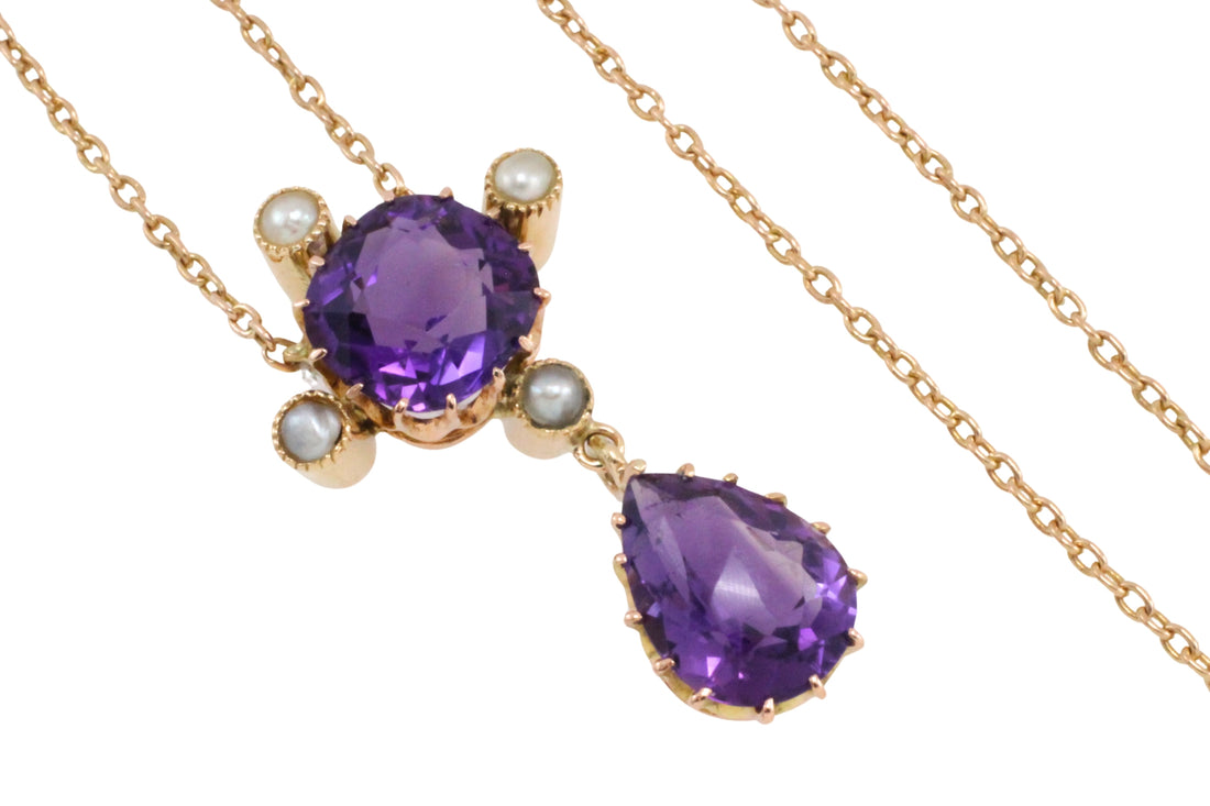 Victorian amethyst and pearl pendant