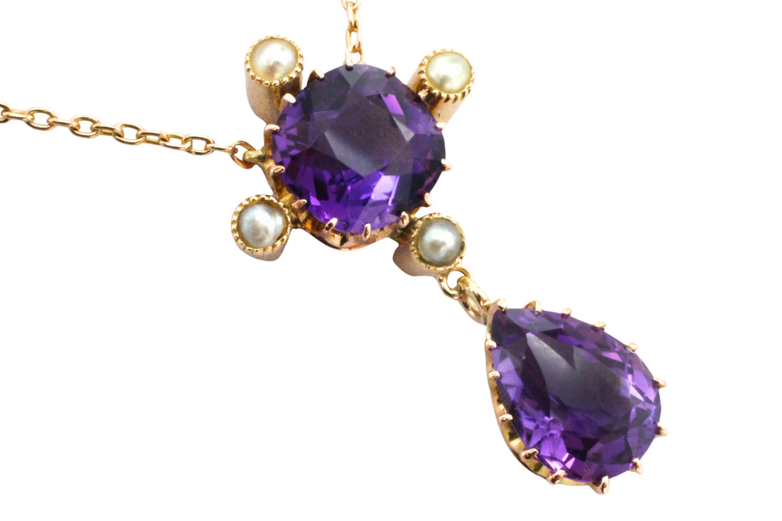 Victorian amethyst and pearl pendant