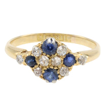 Edwardian sapphire and old cut diamond ring from 1909-Antique rings-The Antique Ring Shop