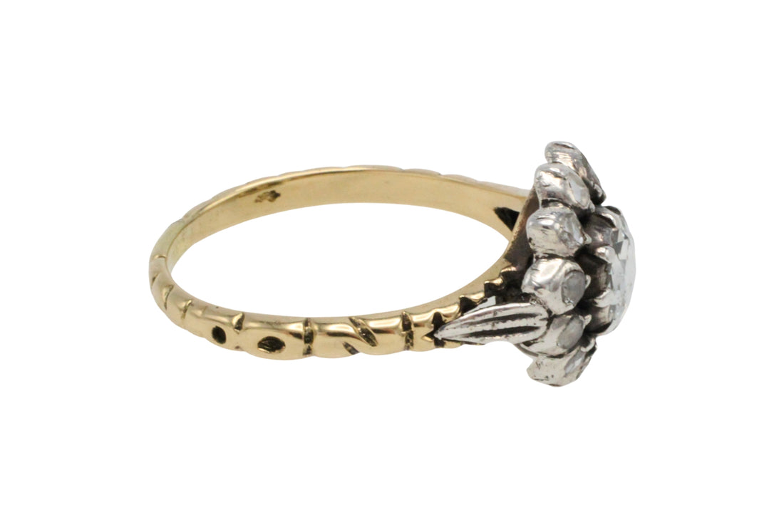 Rose diamond ring in silver and gold-Vintage Rings-The Antique Ring Shop