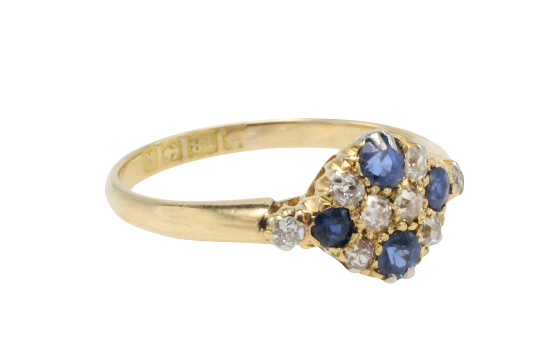 Edwardian sapphire and old cut diamond ring from 1909-Antique rings-The Antique Ring Shop