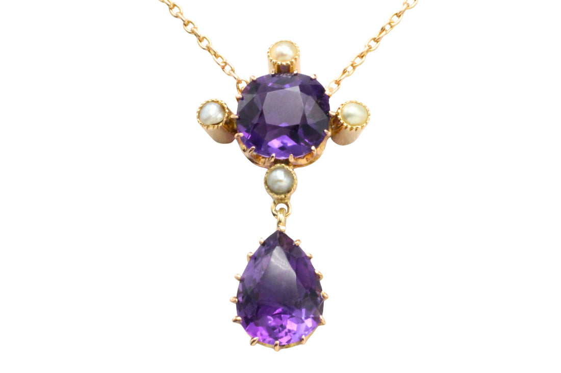 Victorian amethyst and pearl pendant