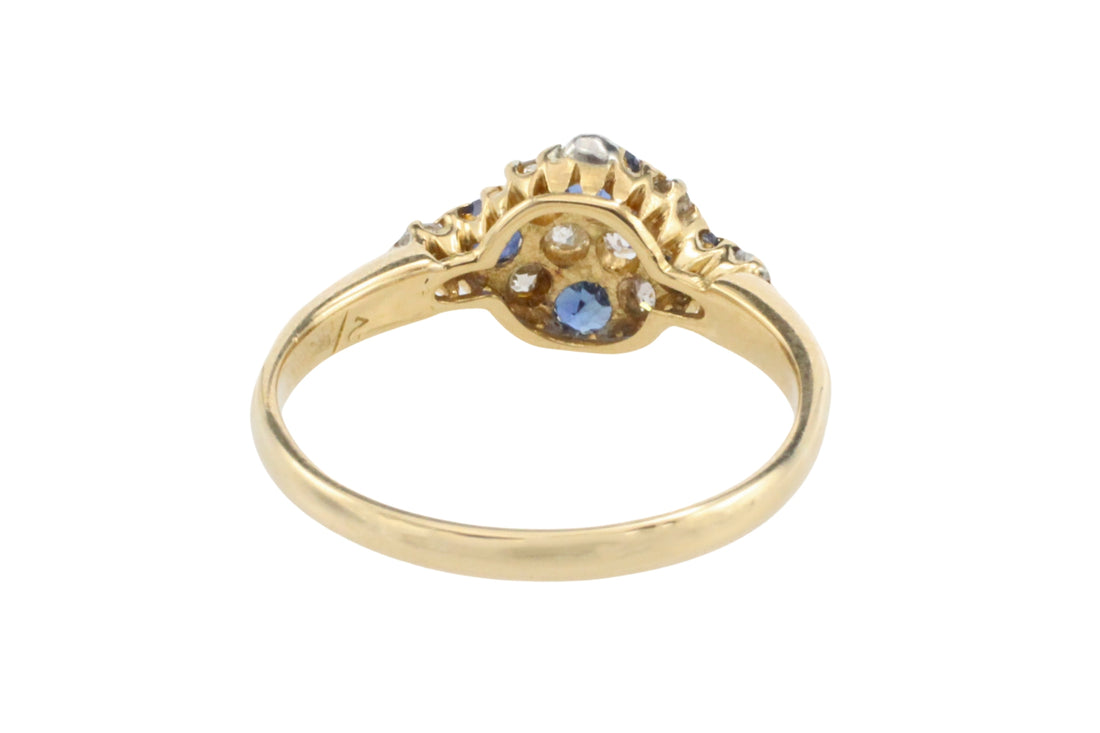 Edwardian sapphire and old cut diamond ring from 1909-Antique rings-The Antique Ring Shop