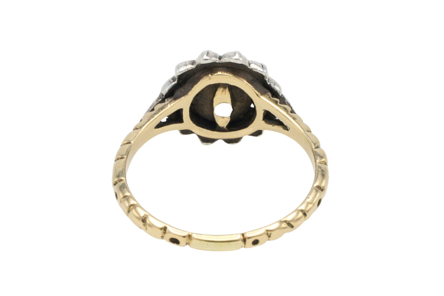 Rose diamond ring in silver and gold-Vintage Rings-The Antique Ring Shop
