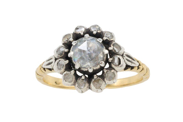 Rose diamond ring in silver and gold-Vintage Rings-The Antique Ring Shop