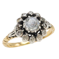 Rose diamond ring in silver and gold-Vintage Rings-The Antique Ring Shop