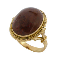 Cabochon amber ring in 18 carat gold-The Antique Ring Shop