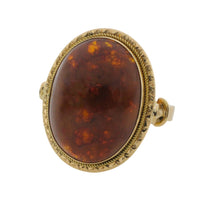 Cabochon amber ring in 18 carat gold-The Antique Ring Shop