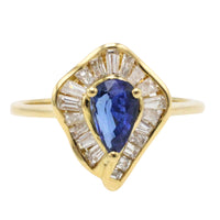 Baguette cut sapphire and diamond ring-Vintage Rings-The Antique Ring Shop