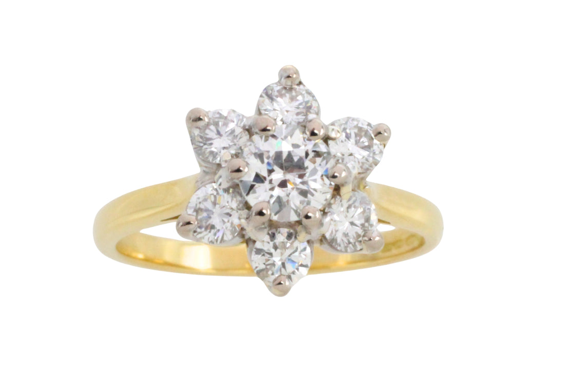 Vintage diamond cluster ring in 18 carat gold