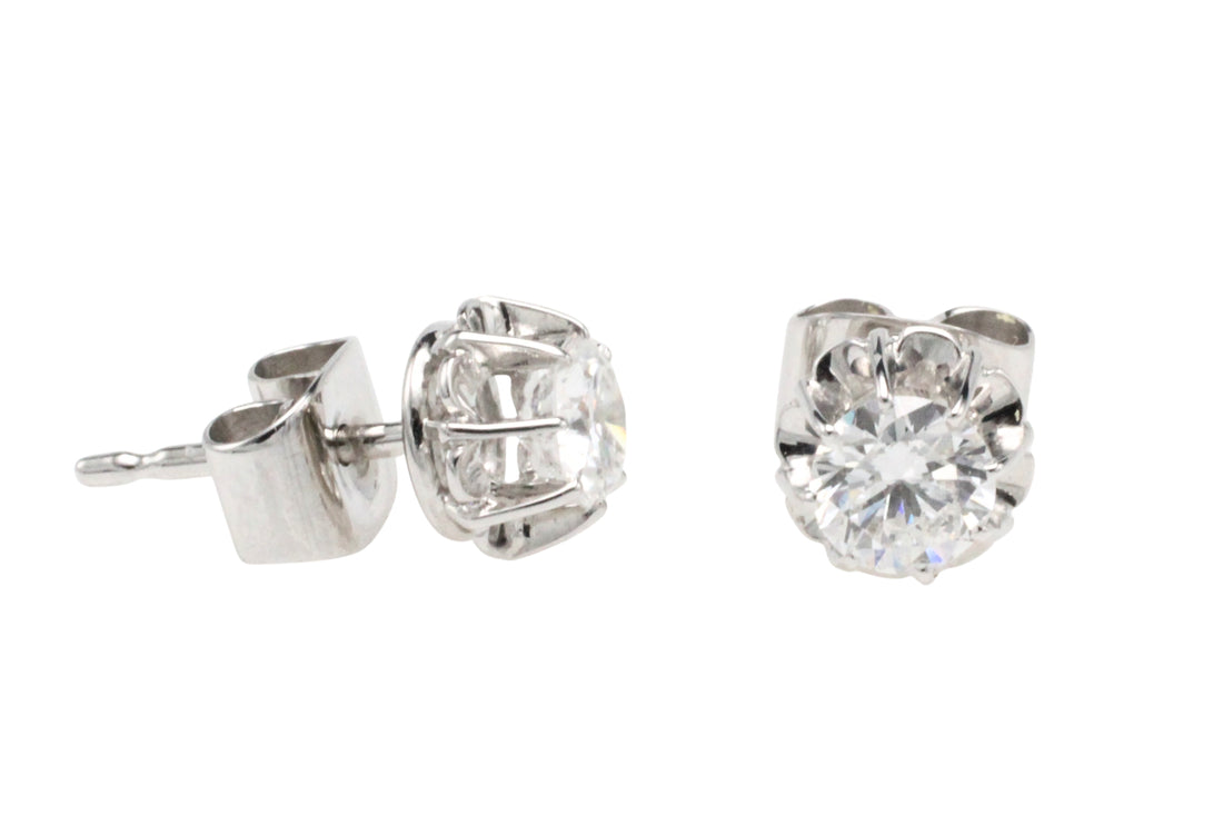 Vintage diamond studs in white gold