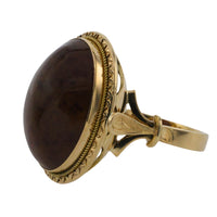 Cabochon amber ring in 18 carat gold-The Antique Ring Shop