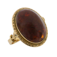 Cabochon amber ring in 18 carat gold-The Antique Ring Shop