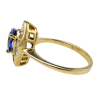 Baguette cut sapphire and diamond ring-Vintage Rings-The Antique Ring Shop