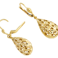 Gold filigree pendant drop earrings