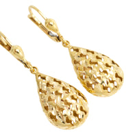 Gold filigree pendant drop earrings