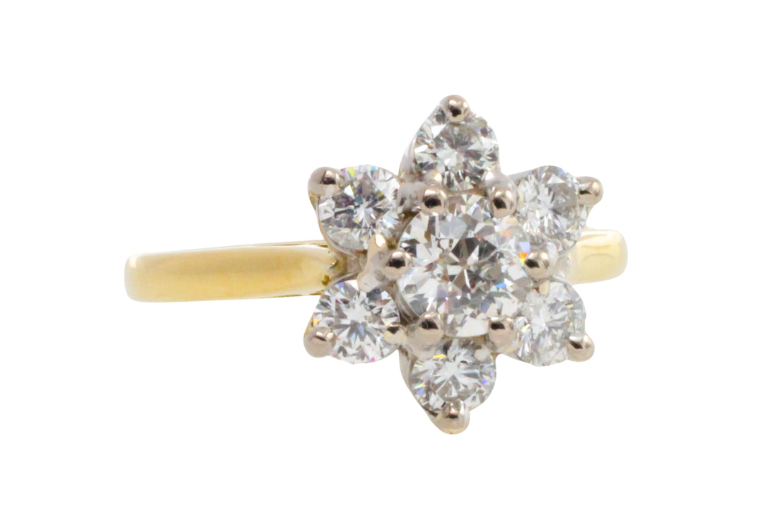 Vintage diamond cluster ring in 18 carat gold