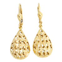 Gold filigree pendant drop earrings