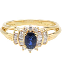 Sapphire and diamond ring in 14 carat gold-Vintage Rings-The Antique Ring Shop