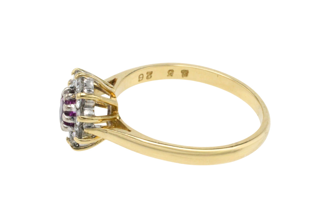 Vintage pink sapphire and diamond ring