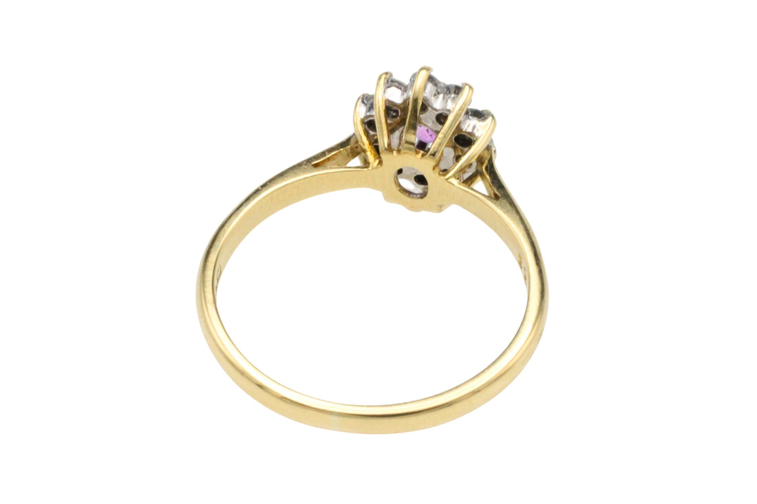 Vintage pink sapphire and diamond ring