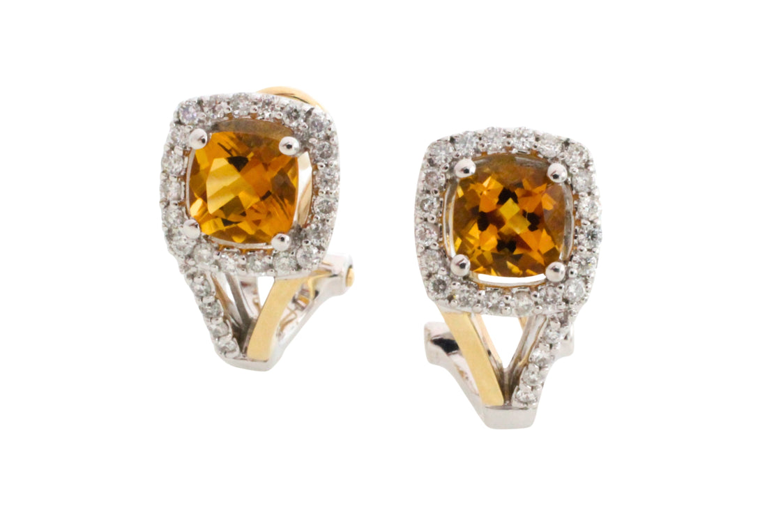 Citrine and diamond earrings
