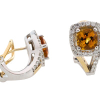 Citrine and diamond earrings
