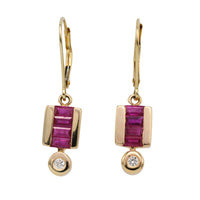 Ruby and diamond earrings in 14 carat gold
